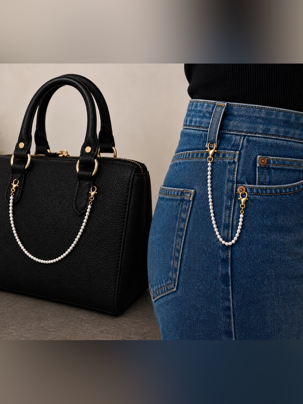 Pearl bag pant chain charm
